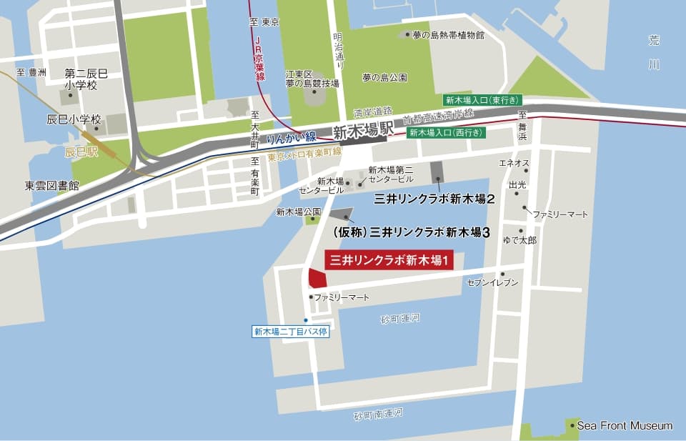 三井リンクラボ新木場１のアクセス図