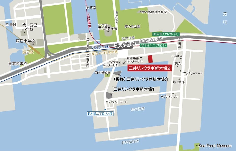 三井リンクラボ新木場２のアクセス図