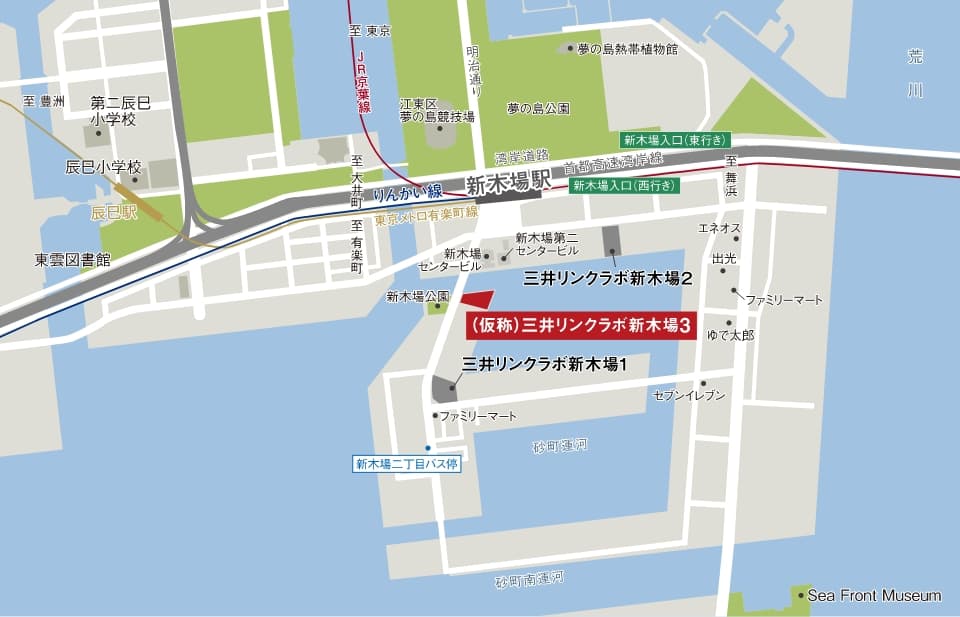三井リンクラボ新木場３のアクセス図